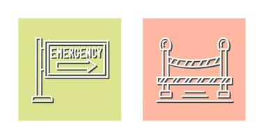 Emergency Sign and Do Not Cross Line, Icon vector