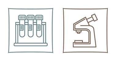 prueba tubo y microscopio icono vector