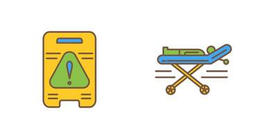 Caution Sign and Stretcher Icon vector