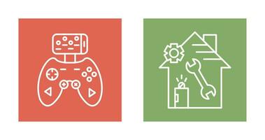 Game Controller and home repair Icon vector