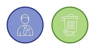 Employee and Dustbin Icon vector