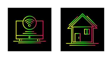 LED y hogar icono vector