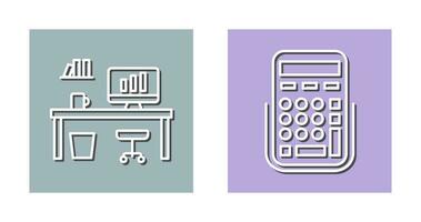 Office Desk and Calculator Icon vector