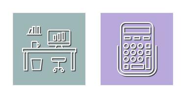 Office Desk and Calculator Icon vector