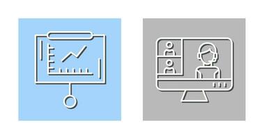 Line Graph and Conference video Call Icon vector