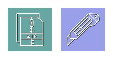 Cutter and Zip File Icon vector