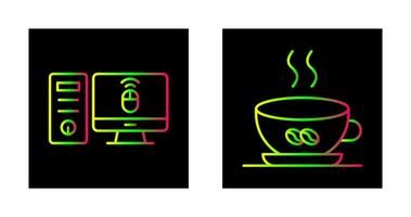 Desktop Computer and Coffee Cup Icon vector