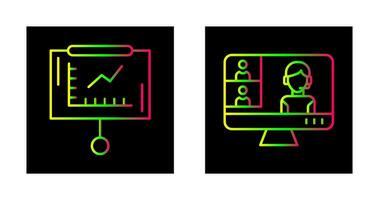 Line Graph and Conference video Call Icon vector