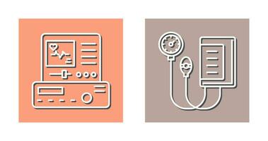 Electrocardiogram and Blood Pressure Gauge Icon vector