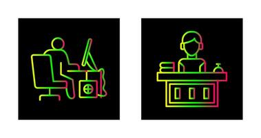 Computer Worker and Office Reception Icon vector