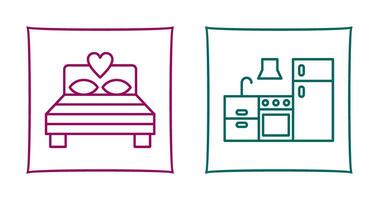 Bedroom and Kitchen Icon vector