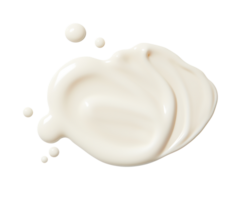 White cosmetic cream stroke on transparent background. Face creme, body lotion, moisturizer. Skin care, cut out liquid. Beauty make-up product smudge, smear. Creamy drop, splash. Generative AI. png