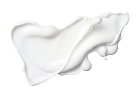 White cosmetic cream stroke on transparent background. Face creme, body lotion, moisturizer. Skin care, cut out liquid. Beauty make-up product smudge, smear. Creamy drop, splash. Generative AI. png