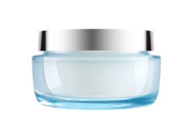 Blank, unbranded cosmetic cream jar on transparent background. Skin care product, cut out element. Glass container mockup. Skincare, beauty. Front view, ready for your label design. Generative AI. png