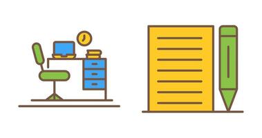 Office Desk and Note Icon vector