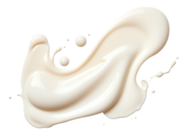 White cosmetic cream stroke on transparent background. Face creme, body lotion, moisturizer. Skin care, cut out liquid. Beauty make-up product smudge, smear. Creamy drop, splash. Generative AI. png
