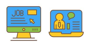 Online Job and Online Job Interview Icon vector