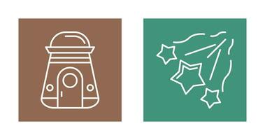 space capsule And falling stars Icon vector