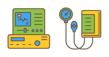 Electrocardiogram and Blood Pressure Gauge Icon vector