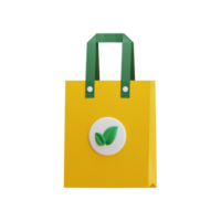 paper bag. 3d Green ecology icon, go green, Environmental Alternative renewable Energy. png