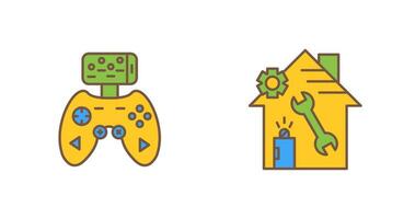 Game Controller and home repair Icon vector