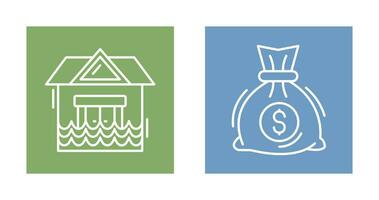 Natural Disaster and Money Bag Icon vector