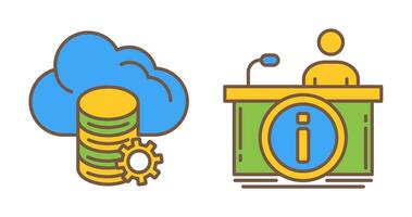 cloud data and information desk Icon vector