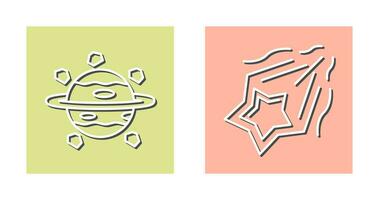 saturn and shooting star Icon vector