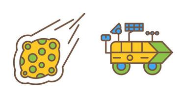 meteroite and moon rover Icon vector