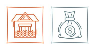 Natural Disaster and Money Bag Icon vector
