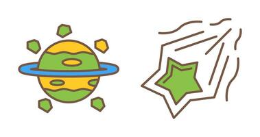 saturn and shooting star Icon vector