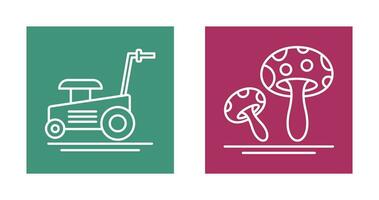 Lawn Mower and Mushroom Icon vector