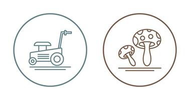 Lawn Mower and Mushroom Icon vector