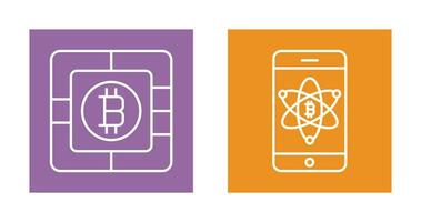 bitcoin chip y móvil icono vector