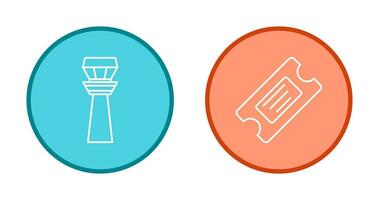 Control Tower and Ticket Icon vector