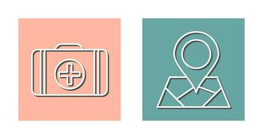 First Aid Kit and Map Icon vector