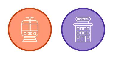 Tram and Hostel Icon vector