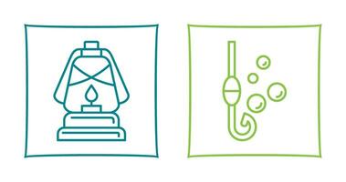 Lantern and Fishing Hook Icon vector