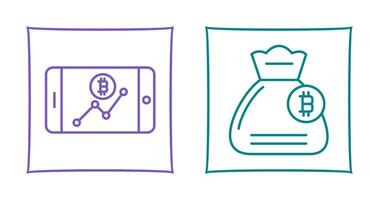 Line Chart and Money Bag Icon vector