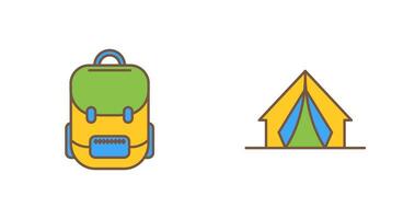 bolso y acampar icono vector