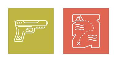 pistola y tesoro icono vector