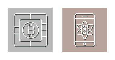 bitcoin chip y móvil icono vector