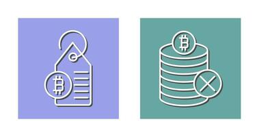 Not Accepted and Bitcoin Label Tag Icon vector