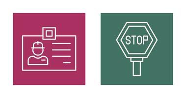 Identity Card and Stop Sign Icon vector