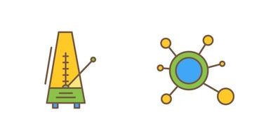 metrónomo y molécula icono vector