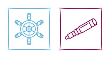 Ship Wheel and Binocular Icon vector