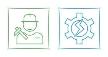 Worker and Setting Icon vector