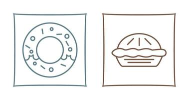 rosquilla y tarta icono vector