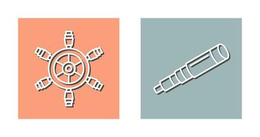 Ship Wheel and Binocular Icon vector