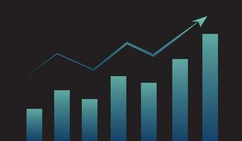 Abstract digital growing arrows up graph chart on technological blue low poly wireframe background. Boosting of business result concept. Polygonal finance glowing illustration. Success and Investment. vector